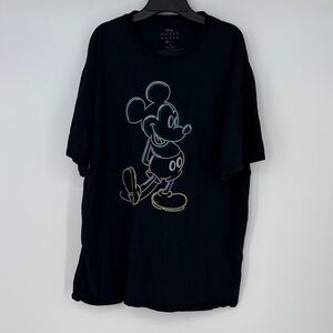 Men’s Disney Black Tee with Neon-Outline Mickey Graphic size XL